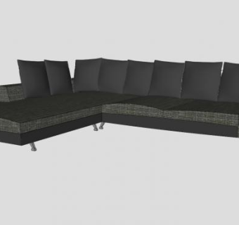 L形布艺沙发家具SU模型下载_sketchup草图大师SKP模型