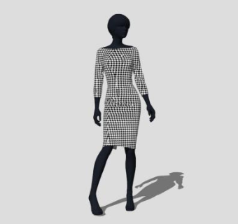 女时尚衣服模特SU模型下载_sketchup草图大师SKP模型