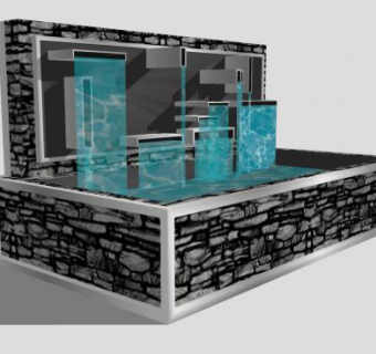 中式流水景墙sketchup模型下载_sketchup草图大师SKP模型