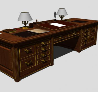 老板办公桌大班台sketchup模型下载_sketchup草图大师SKP模型