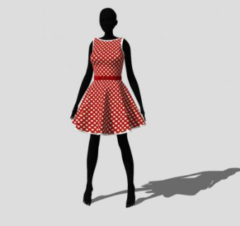 甜美连衣裙女模特SU模型下载_sketchup草图大师SKP模型