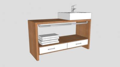 木质单浴室柜洗手池SU模型下载_sketchup草图大师SKP模型