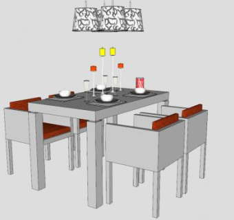 餐桌椅吊灯灯具SU模型下载_sketchup草图大师SKP模型