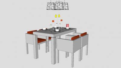 餐桌椅吊灯灯具SU模型下载_sketchup草图大师SKP模型