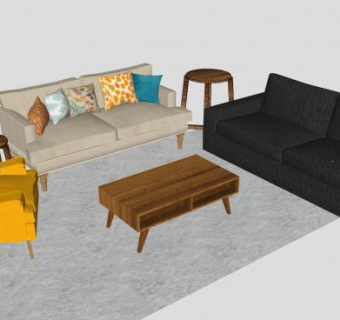 三个沙发家具SU模型下载_sketchup草图大师SKP模型