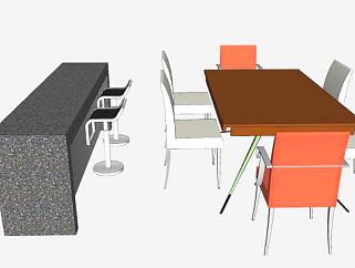 餐厅吧台餐桌<em>椅</em>SU模型下载_sketchup草图大师SKP模型