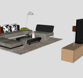 L型沙发家具茶几sketchup模型下载_sketchup草图大师SKP模型