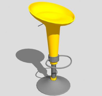 黄色吧台椅升降椅SU模型下载_sketchup草图大师SKP模型