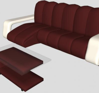 红色现代艺术沙发茶几SU模型下载_sketchup草图大师SKP模型