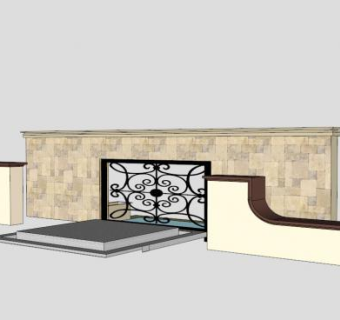 欧式风格景墙SU模型下载_sketchup草图大师SKP模型