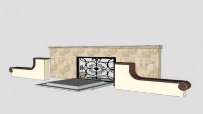 欧式风格景墙SU模型下载_sketchup草图大师SKP模型