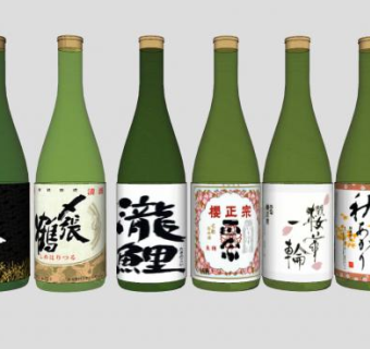 玻璃裝清酒瓶SU模型下载_sketchup草图大师SKP模型