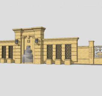 简约欧式风格景墙SU模型下载_sketchup草图大师SKP模型