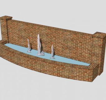 欧式水池景墙SU模型下载_sketchup草图大师SKP模型