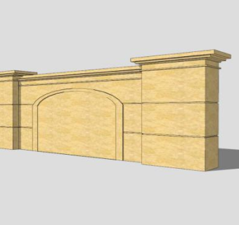 户外欧式风格景墙SU模型下载_sketchup草图大师SKP模型