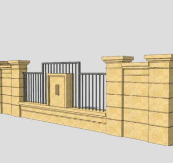 简约欧式风格景观墙SU模型下载_sketchup草图大师SKP模型