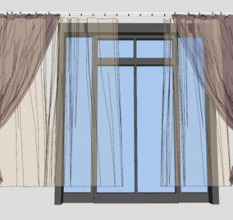 窗帘和推玻门SU模型下载_sketchup草图大师SKP模型