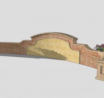 户外欧式景墙SKP模型下载_sketchup草图大师SKP模型