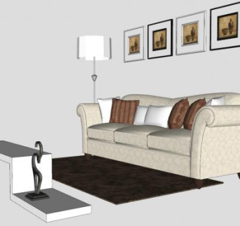 小型欧式客厅SU模型下载_sketchup草图大师SKP模型