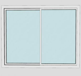 双推玻窗口窗户SU模型下载_sketchup草图大师SKP模型