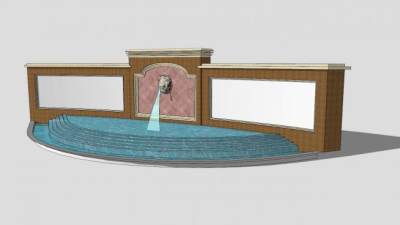 欧式水池景观墙SU模型下载_sketchup草图大师SKP模型