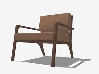 纯木质扶手椅SU模型下载_sketchup草图大师SKP模型
