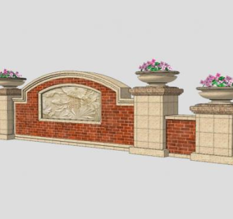 欧式风格景墙SKP模型下载_sketchup草图大师SKP模型