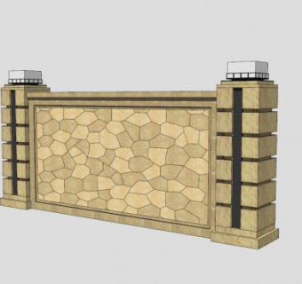 简约欧式风格景墙SKP模型下载_sketchup草图大师SKP模型