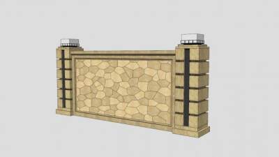 简约欧式风格景墙SKP模型下载_sketchup草图大师SKP模型