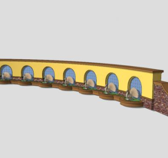 欧式花园景观墙SU模型下载_sketchup草图大师SKP模型