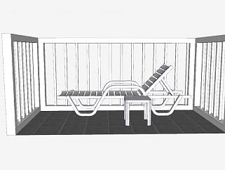 阳台和躺椅SU模型下载_sketchup草图大师SKP模型