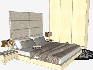 卧房家具衣柜和床铺SU模型下载_sketchup草图大师SKP模型