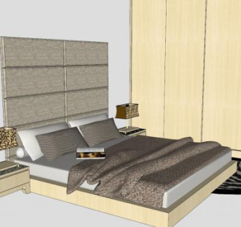 卧房家具衣柜和床铺SU模型下载_sketchup草图大师SKP模型