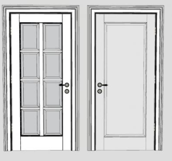 白色玻璃门室内门SU模型下载_sketchup草图大师SKP模型