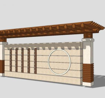 现代中式景墙SU模型下载_sketchup草图大师SKP模型