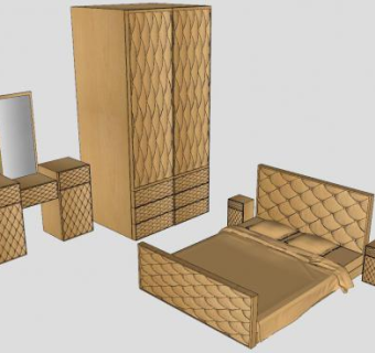 欧式卧室家具床铺SU模型下载_sketchup草图大师SKP模型