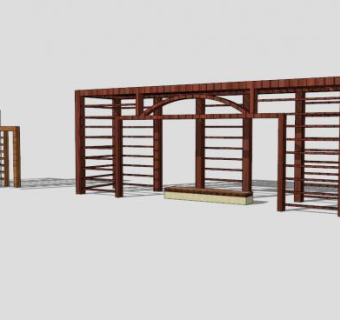 现代风格景观景墙SU模型下载_sketchup草图大师SKP模型