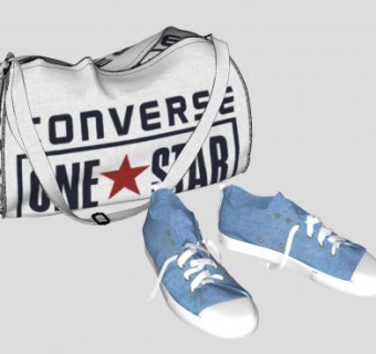 旅行袋手提包和帆布鞋SU模型下载_sketchup草图大师SKP模型