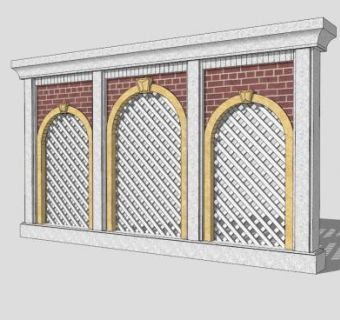 现代创意景观景墙SU模型下载_sketchup草图大师SKP模型
