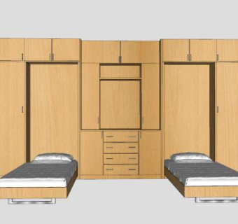 双组合柜带床铺SU模型下载_sketchup草图大师SKP模型