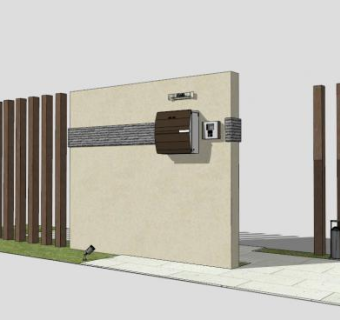 现代风格景墙SU模型下载_sketchup草图大师SKP模型