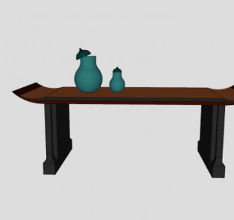 文案翘角桌SU模型下载_sketchup草图大师SKP模型