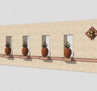 现代景墙设计SU模型下载_sketchup草图大师SKP模型