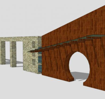 现代创意景墙设计SU模型下载_sketchup草图大师SKP模型