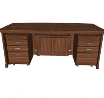 木制办公桌子SU模型下载_sketchup草图大师SKP模型