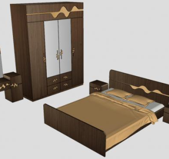 卧室家具床铺衣柜梳妆台SU模型下载_sketchup草图大师SKP模型