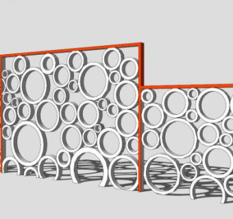 现代创意镂空景墙SU模型下载_sketchup草图大师SKP模型