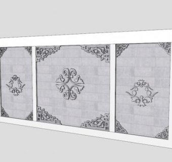 中式现代简约景墙SU模型下载_sketchup草图大师SKP模型