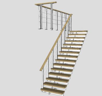 室内木质扶手楼梯SU模型下载_sketchup草图大师SKP模型