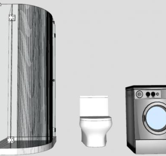 淋浴房和马桶和洗衣机SU模型下载_sketchup草图大师SKP模型
